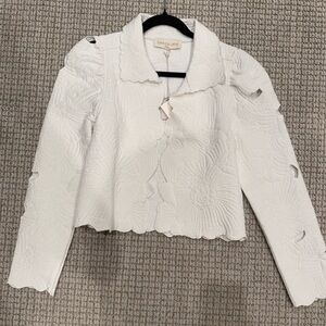 Love the Label Cream Textured Floral Blazer